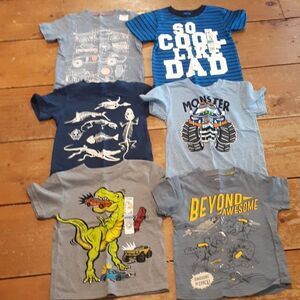 6 pc boys short sleeve shirts size 3 T, some new.